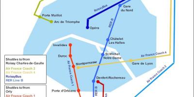 Mapa ng Paris airport shuttle