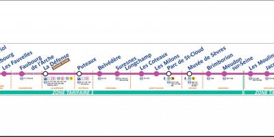 Mapa ng Paris riles ng trambya T2